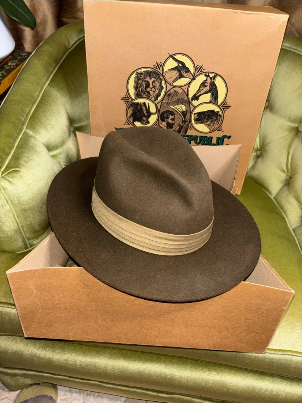 Vintage New Banana Republic Brown Fedora Safari Travel Indiana Jones Hat Wool 7